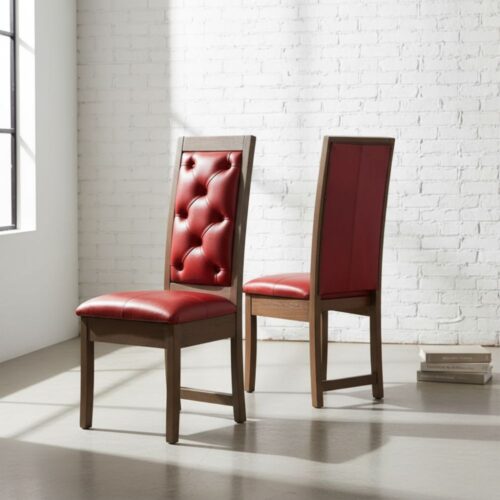 Exposed Button Wooden Dining Chair