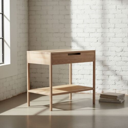 Hudson Pedestal 1 Drawer with Rattan Shelf