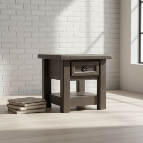 Zenandi Wooden Lamp Table with Shelf and Drawer
